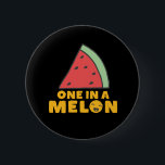 Funny and Cute Watermelon Fruit Pun One In A Melon 6 Cm Round Badge<br><div class="desc">One In A Melon. Funny and humourous food pun design for someone special and worthy of your love. This cute and sweet watermelon merchandise is great for mother's day or father's day. Perfect for valentine's day or friendship day. Great Christmas gift and birthday present for someone who enjoy humour, jokes,...</div>