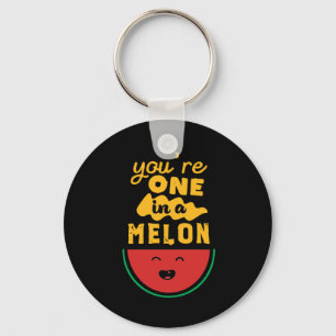 Funny and Cute Watermelon Fruit Pun One In A Melon Key Ring