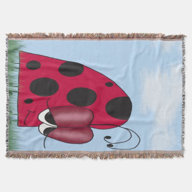 Funny and Euphoric Ladybug Throw Blanket (Front)