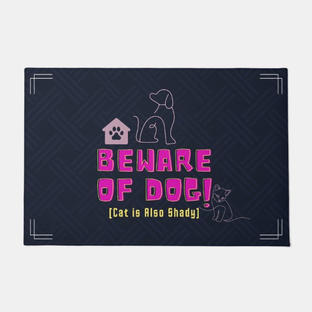 Funny and Humourous Welcome Mats | Beware of Dog (Front)