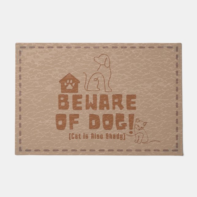 Funny and Humourous Welcome Mats | Beware of Dog (Front)