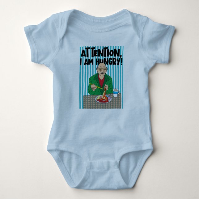 Funny And Hungry Grandpa With Saying Baby Bodysuit (Front)
