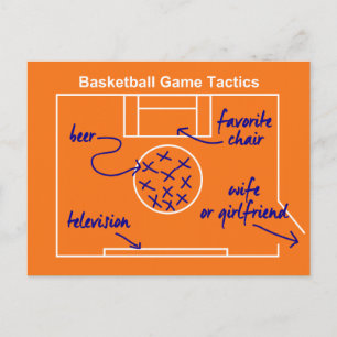 Funny and original basketball game tactics, postcard
