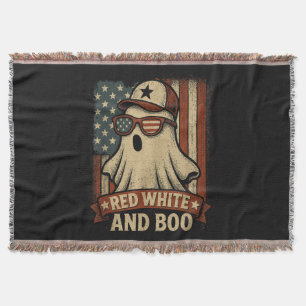 Funny and patriotic Red white and boo Throw Blanket