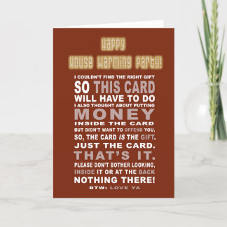 Funny and Sarcastic Housewarming Card