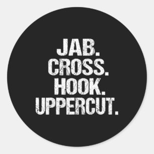 Funny And Sarcastic Kickboxer Jab Cross Hook Upper Classic Round Sticker