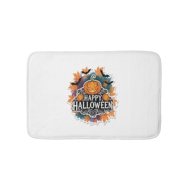 Funny and Spooky Halloween Quotes Happy Bath Mat (Front)