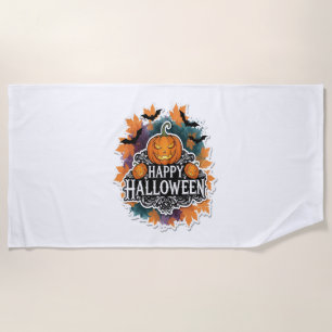 Funny and Spooky Halloween Quotes Happy Beach Towel