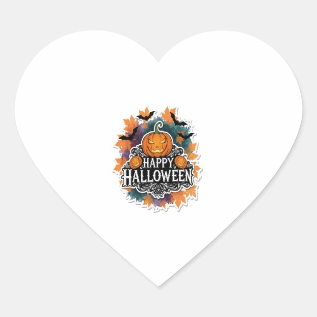 Funny and Spooky Halloween Quotes Happy Heart Sticker (Front)