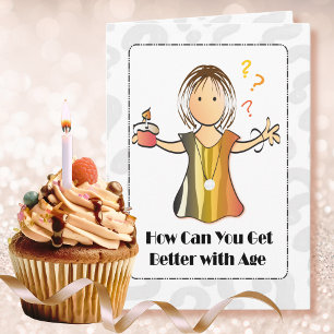 Funny and Sweet Cartoon Woman Birthday Card