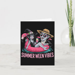 Funny and Witch Float Halloween Summer Ween Party Card