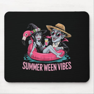 Funny and Witch Float Halloween Summer Ween Party Mouse Pad
