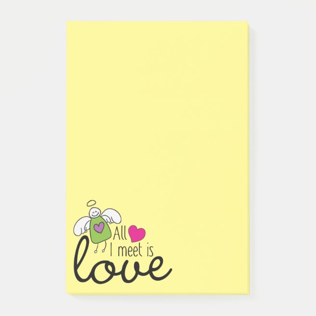 Funny Angel - All I Meet Is Love 1 Post-it Notes (Front)