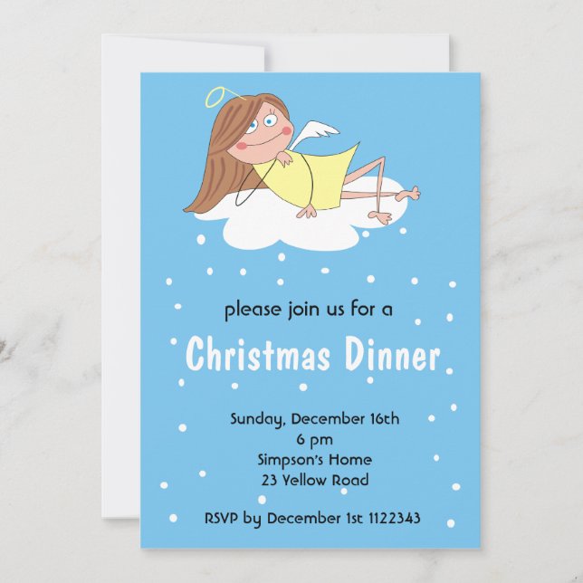Funny Angel Christmas Invitations (Front)