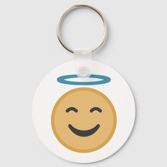 Funny Angel Emoji Cartoon Key Ring (Front)
