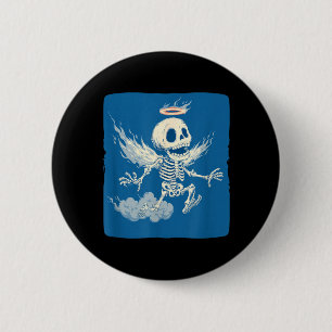 Funny Angel Skeleton with Halo in Heaven for Boys 6 Cm Round Badge