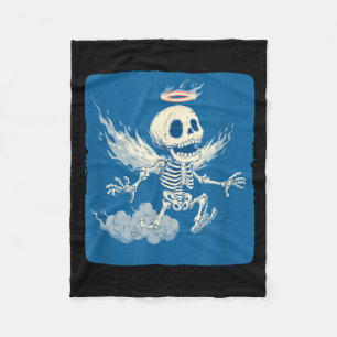 Funny Angel Skeleton with Halo in Heaven for Boys Fleece Blanket