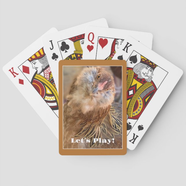 Funny Angled Chicken Head Photo  Playing Cards (Back)