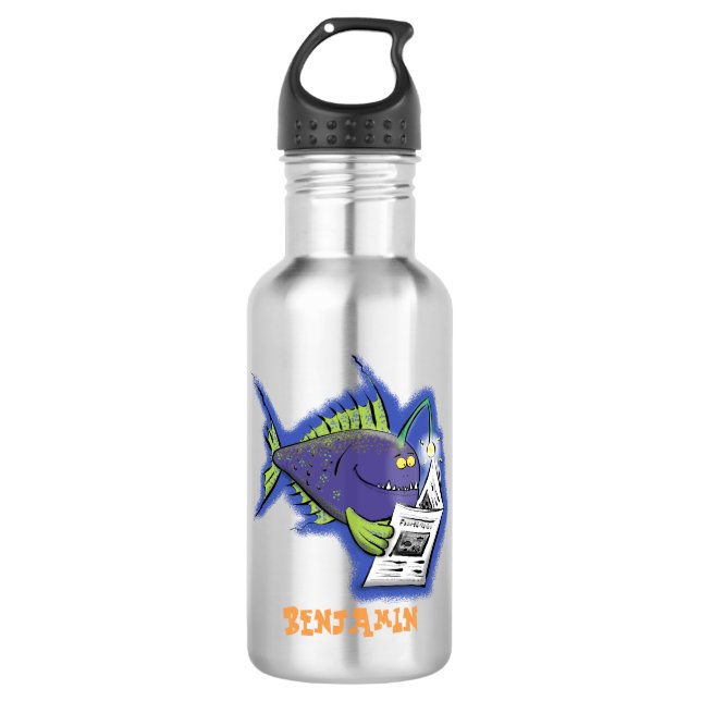 Funny angler fish cartoon 532 ml water bottle (Front)