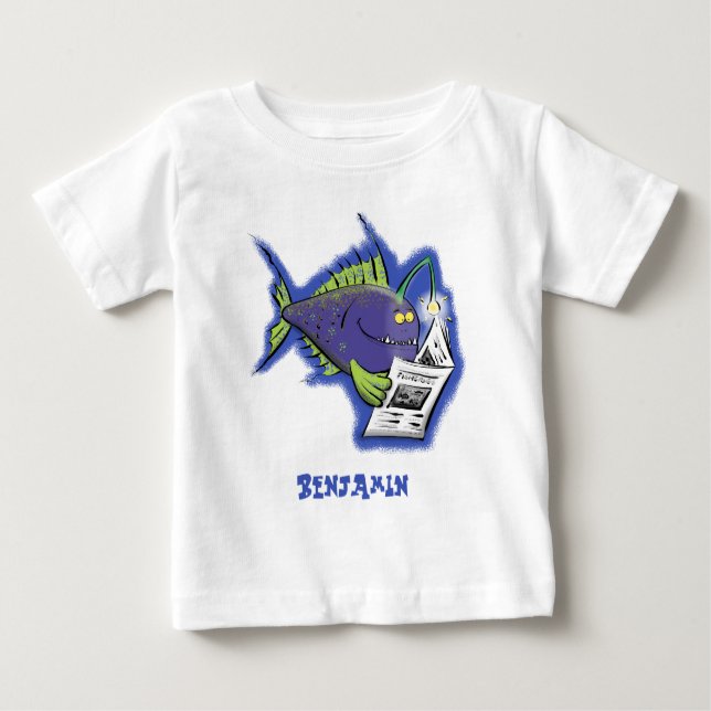 Funny angler fish cartoon baby T-Shirt (Front)