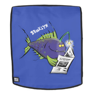 Funny angler fish cartoon backpack