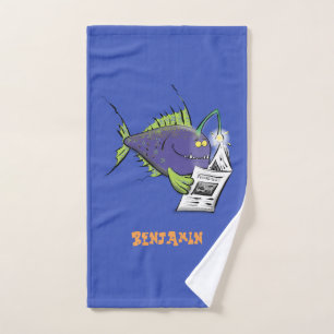 Funny angler fish cartoon bath towel set