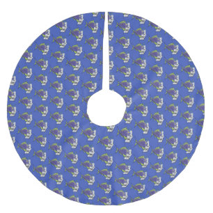 Funny angler fish cartoon brushed polyester tree skirt