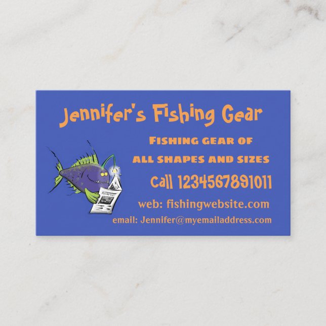 Funny angler fish cartoon business card (Front)