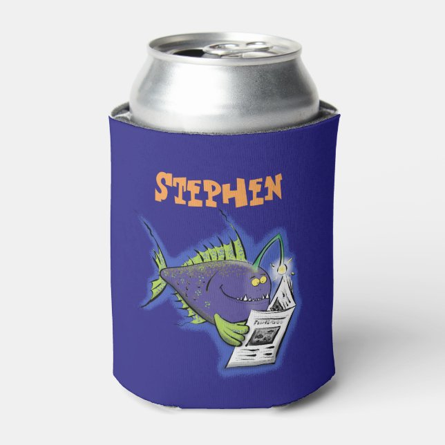 Funny angler fish cartoon can cooler (Can Front)