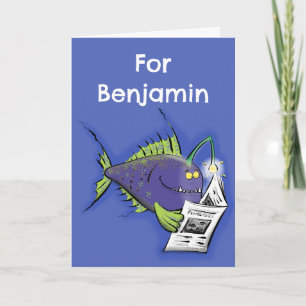 Funny angler fish cartoon card