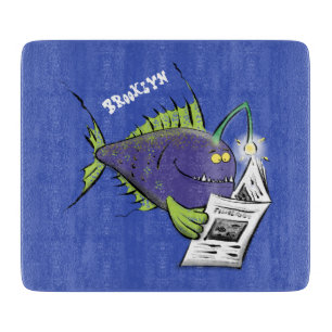 Funny angler fish cartoon cutting board