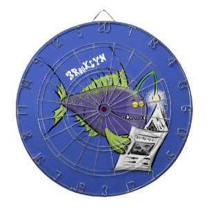 Funny angler fish cartoon dartboard