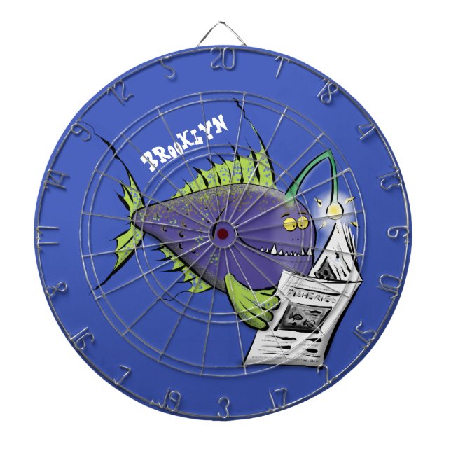 Funny angler fish cartoon dartboard (Front)