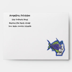Funny angler fish cartoon envelope