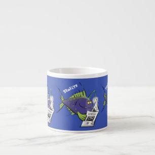 Funny angler fish cartoon espresso cup