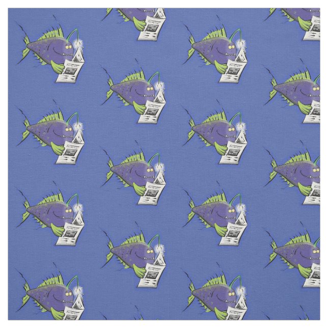 Funny angler fish cartoon fabric (Swatch)
