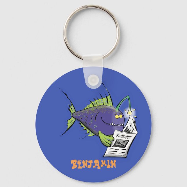 Funny angler fish cartoon key ring (Front)