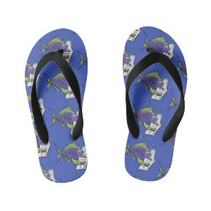 Funny angler fish cartoon kid's thongs