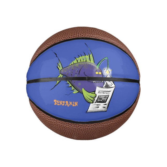 Funny angler fish cartoon mini basketball (Front)