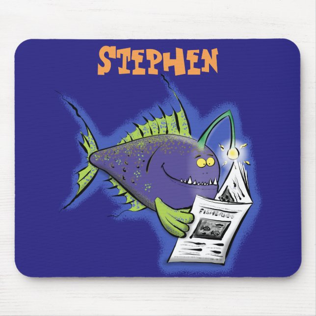 Funny angler fish cartoon mouse pad (Front)