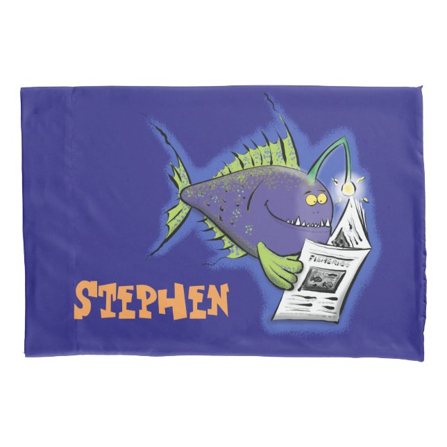 Funny angler fish cartoon pillowcase (Front)