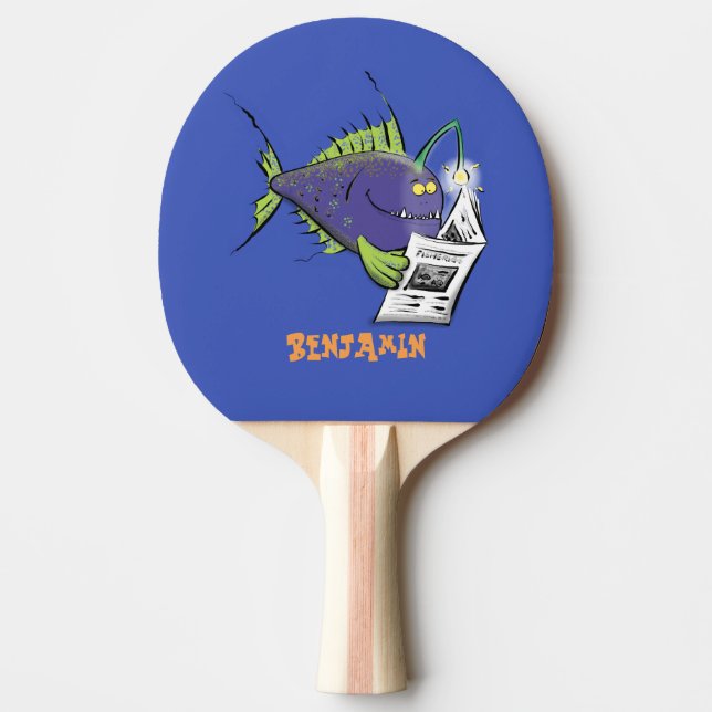 Funny angler fish cartoon ping pong paddle (Front)