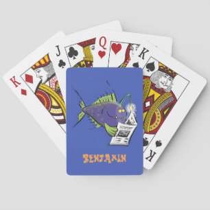Funny angler fish cartoon playing cards