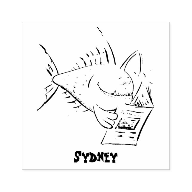 Funny angler fish cartoon rubber stamp (Imprint)