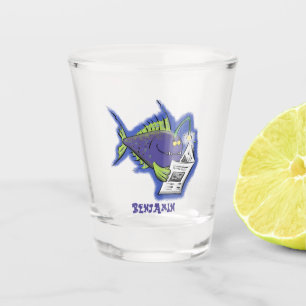 Funny angler fish cartoon shot glass