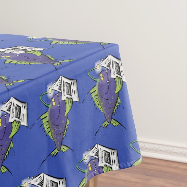 Funny angler fish cartoon tablecloth (In Situ)