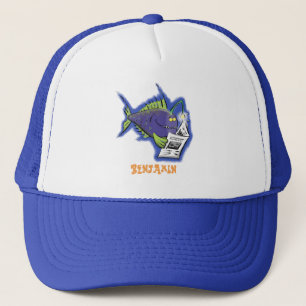 Funny angler fish cartoon trucker hat