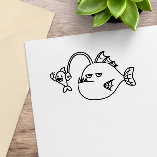 Funny Angler Fish Selfie Rubber Stamp