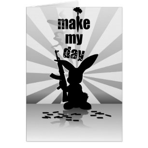 Funny angry armed rabbit