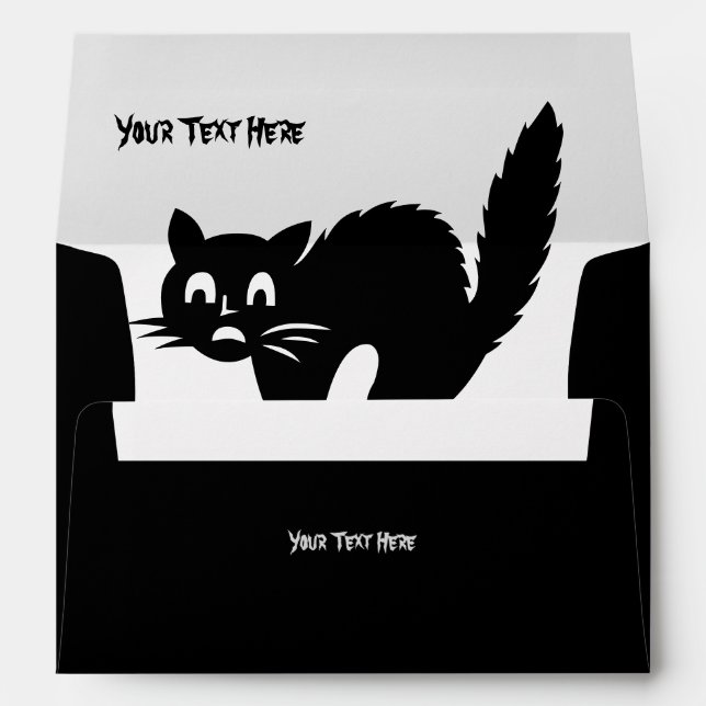 funny angry black cat halloween design black envelopes (Back (Bottom))
